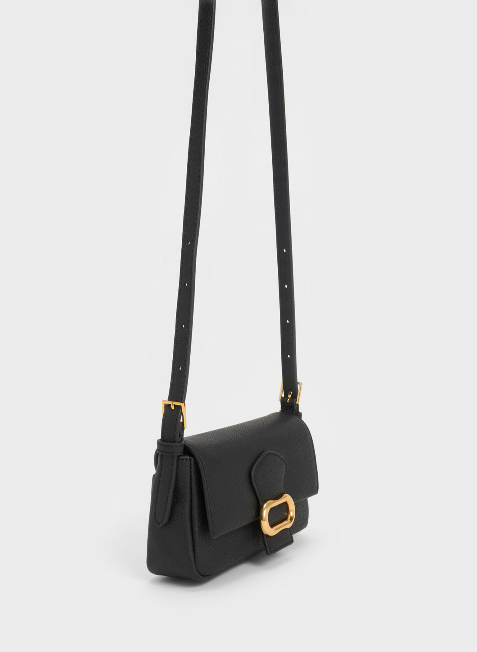 Daki Belted Shoulder Bag, Black, hi-res