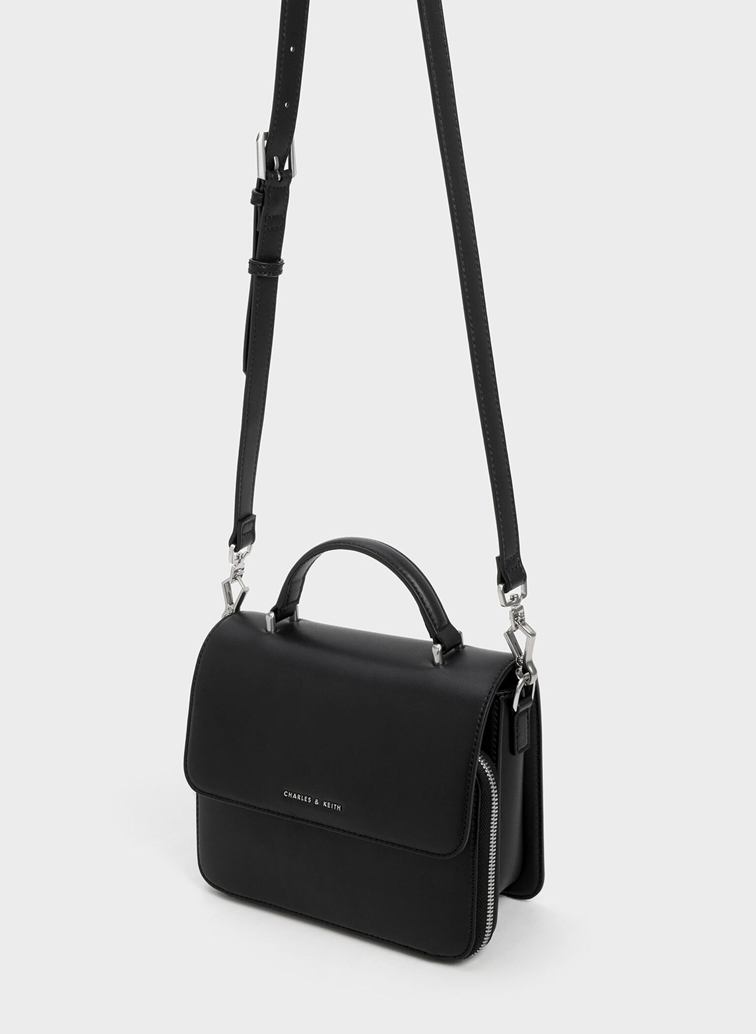 Front Flap Top Handle Bag, Noir, hi-res