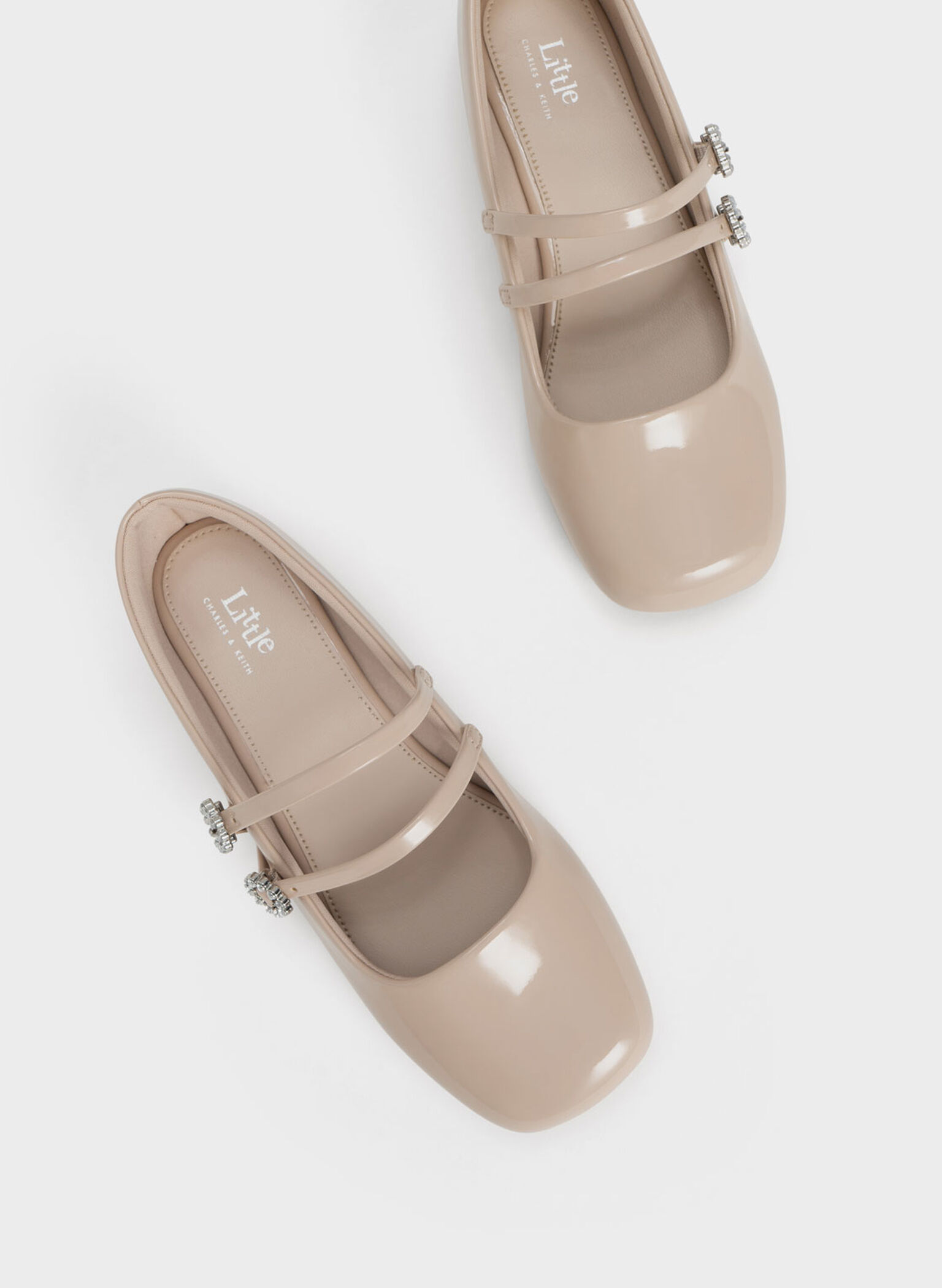 Girls' Gem-Embellished Patent Mary Janes, Blush, hi-res