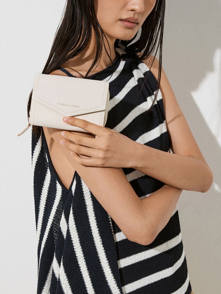 Stitch Trim Envelope Wallet, Cream, hi-res