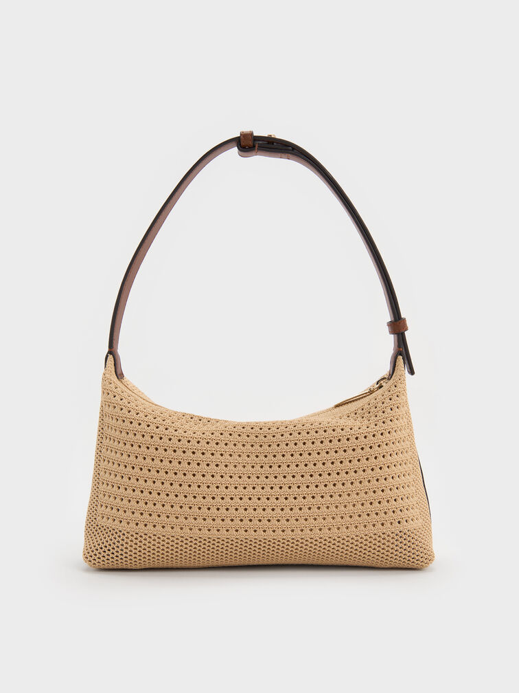Ida Knitted Shoulder Bag, Beige, hi-res