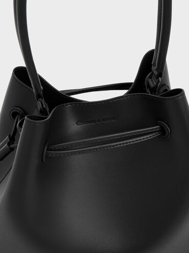 Bellamy Drawstring Hobo Bag, Jet Black, hi-res
