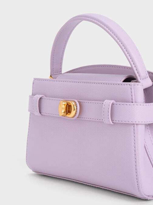 Aubrielle Metallic-Buckle Top Handle Bag, Lilac, hi-res