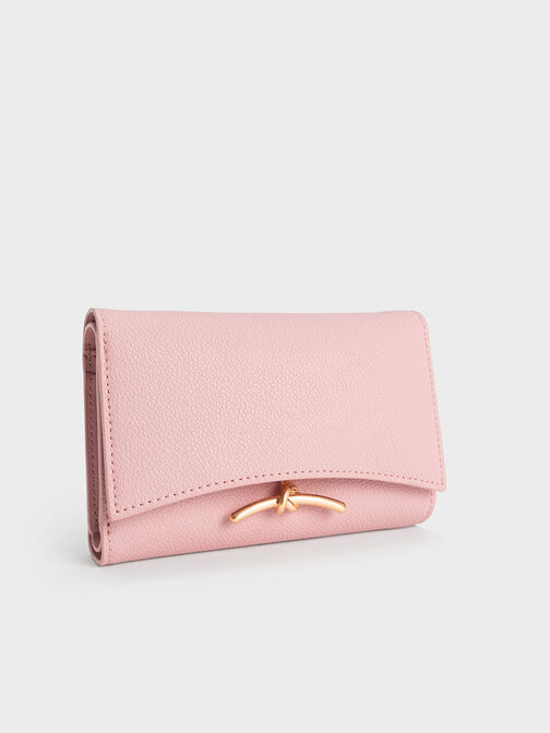 Huxley Metallic Accent Front Flap Wallet, Light Pink, hi-res