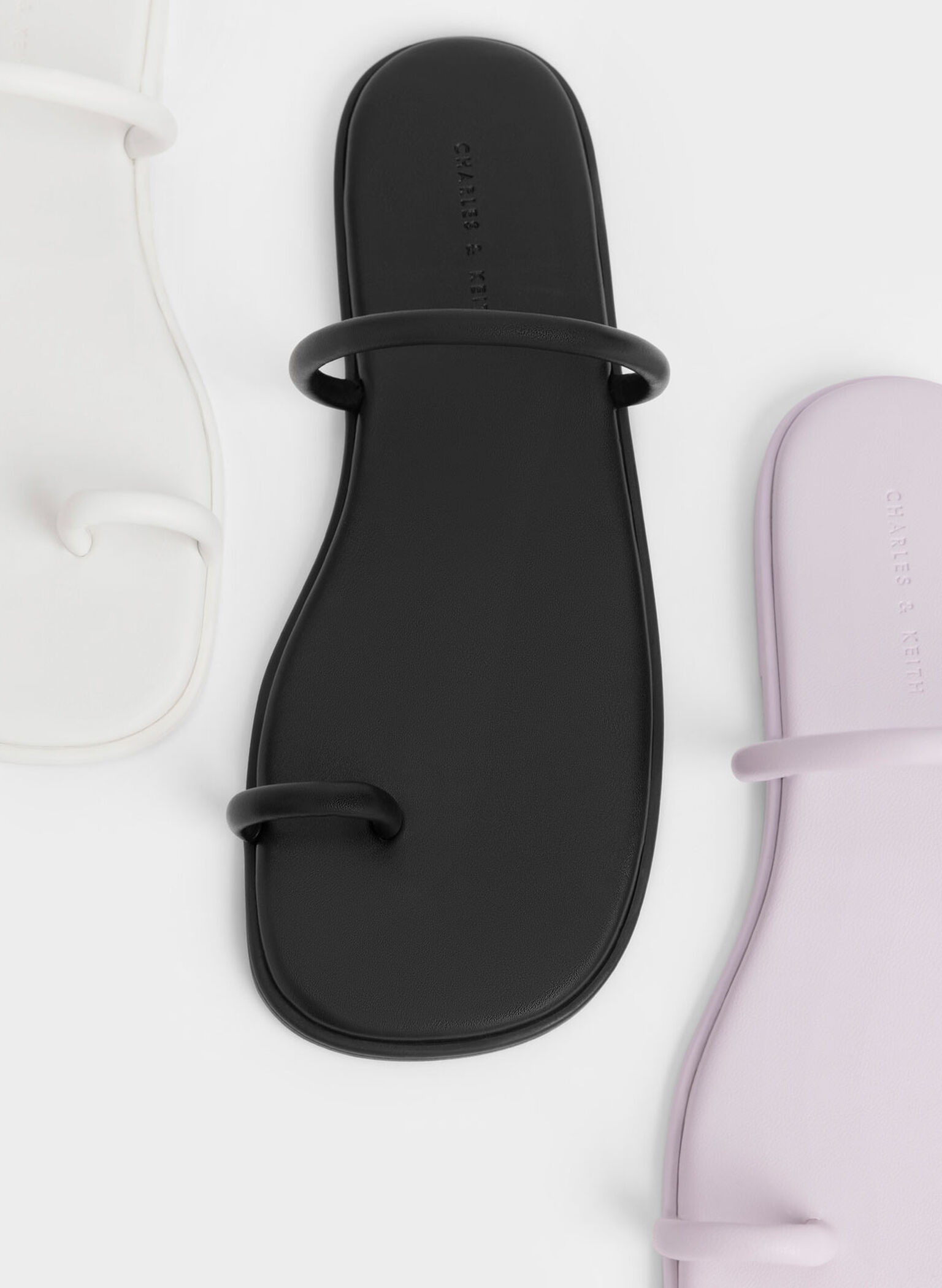Tubular Toe-Ring Sandals, White, hi-res