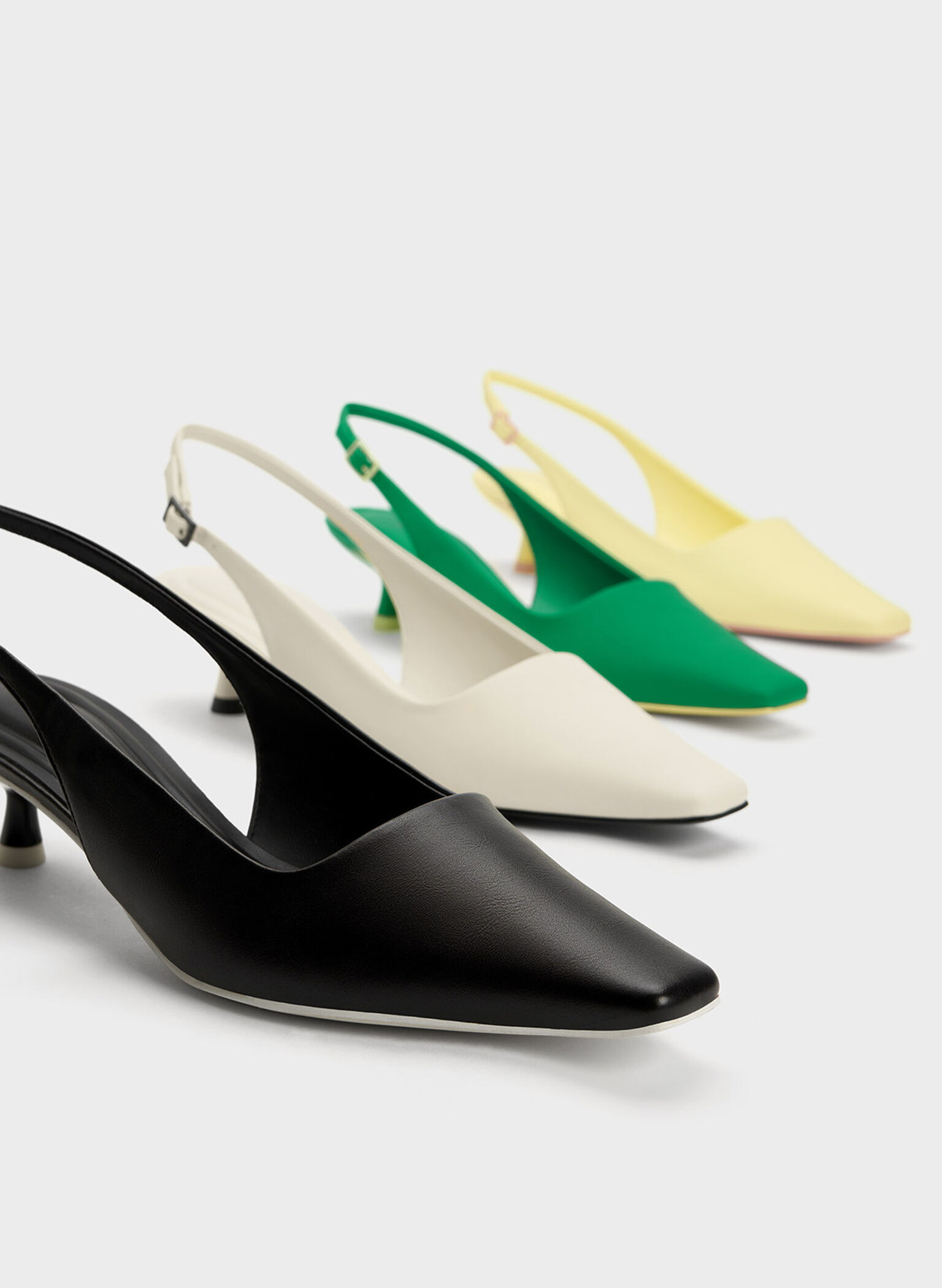 Vita Square-Toe Slingback Pumps, Chalk, hi-res