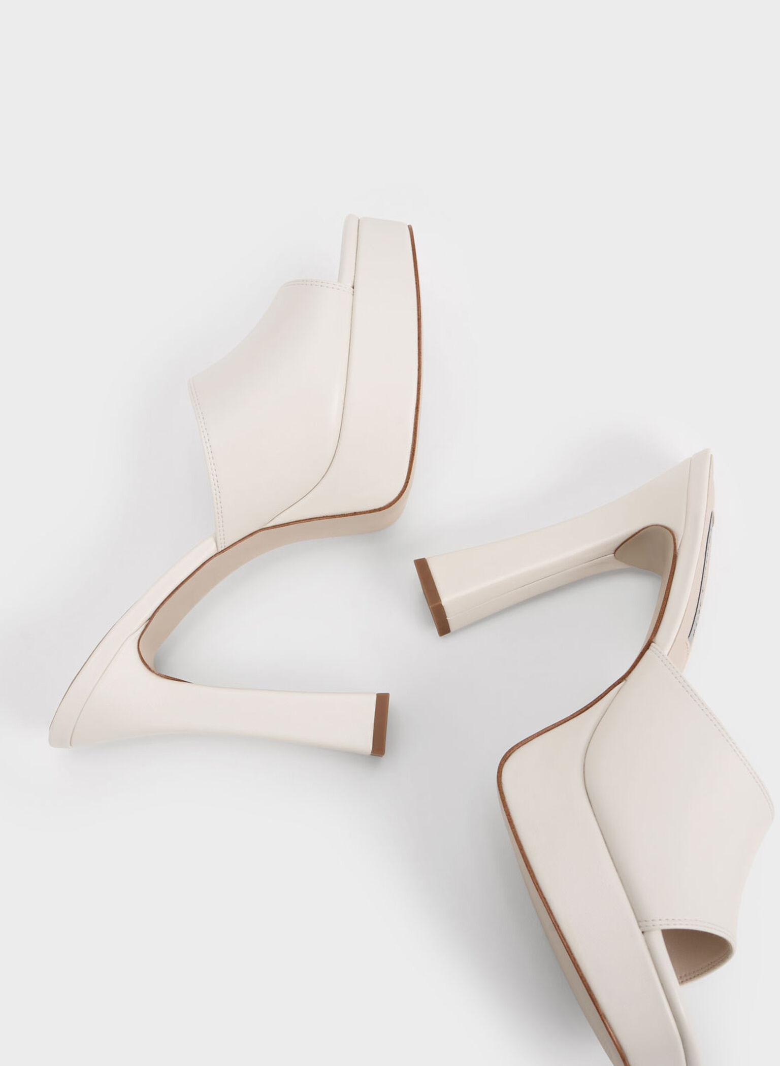 Platform Block Heel Mules, Cream, hi-res