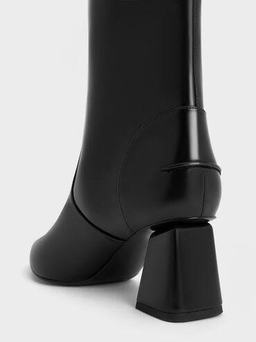 Lucinda Trapeze-Heel Knee-High Boots, Black Box, hi-res