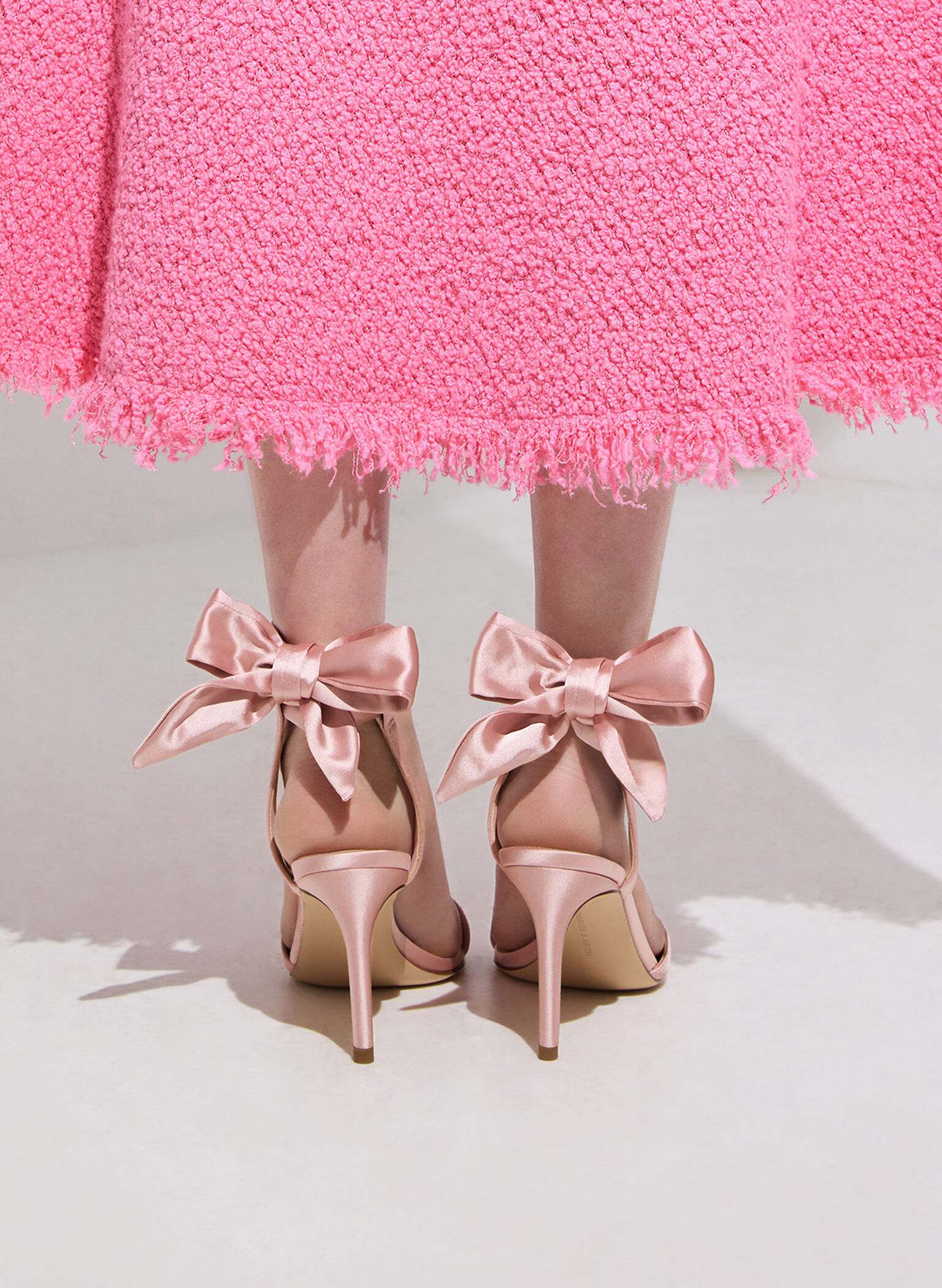 Eliana Satin Tie-Around Heeled Sandals, Pink, hi-res