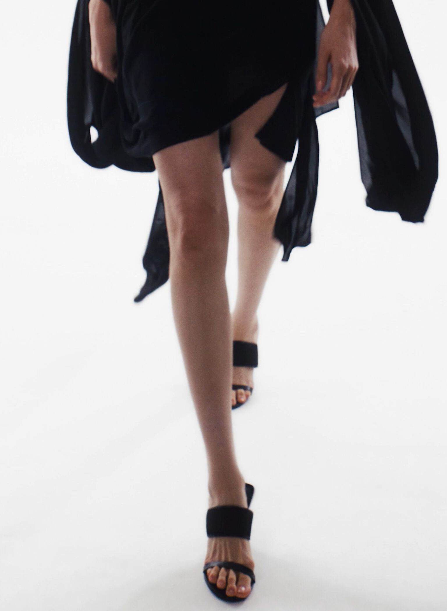 Mesh Sculptural-Heel Wedges, Black Textured, hi-res