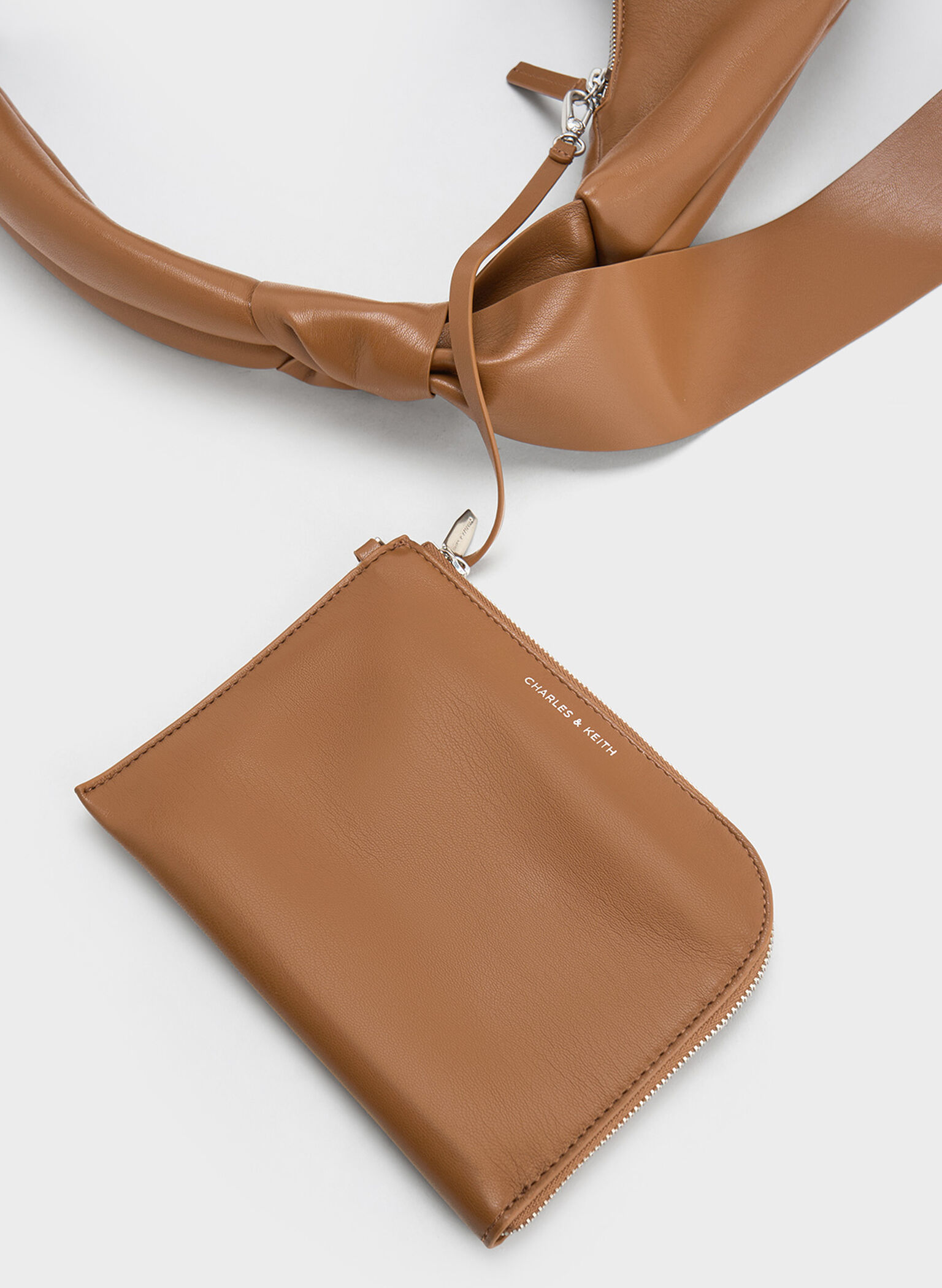 Toni Knotted Crescent Hobo Bag, Chocolate, hi-res