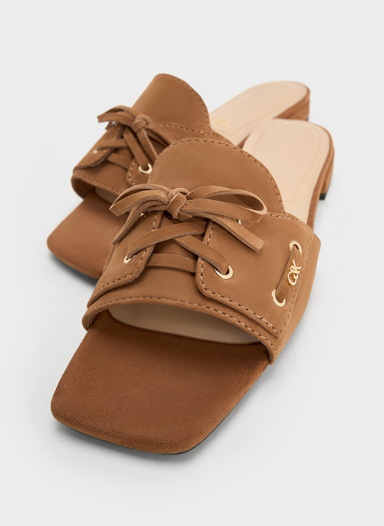 Kori Suede Lace-Up Slide Sandals, Cognac, hi-res