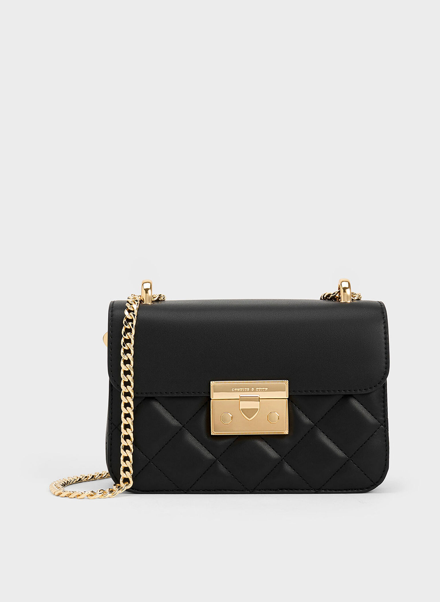 Alva Quilted Chain-Handle Bag, Black, hi-res