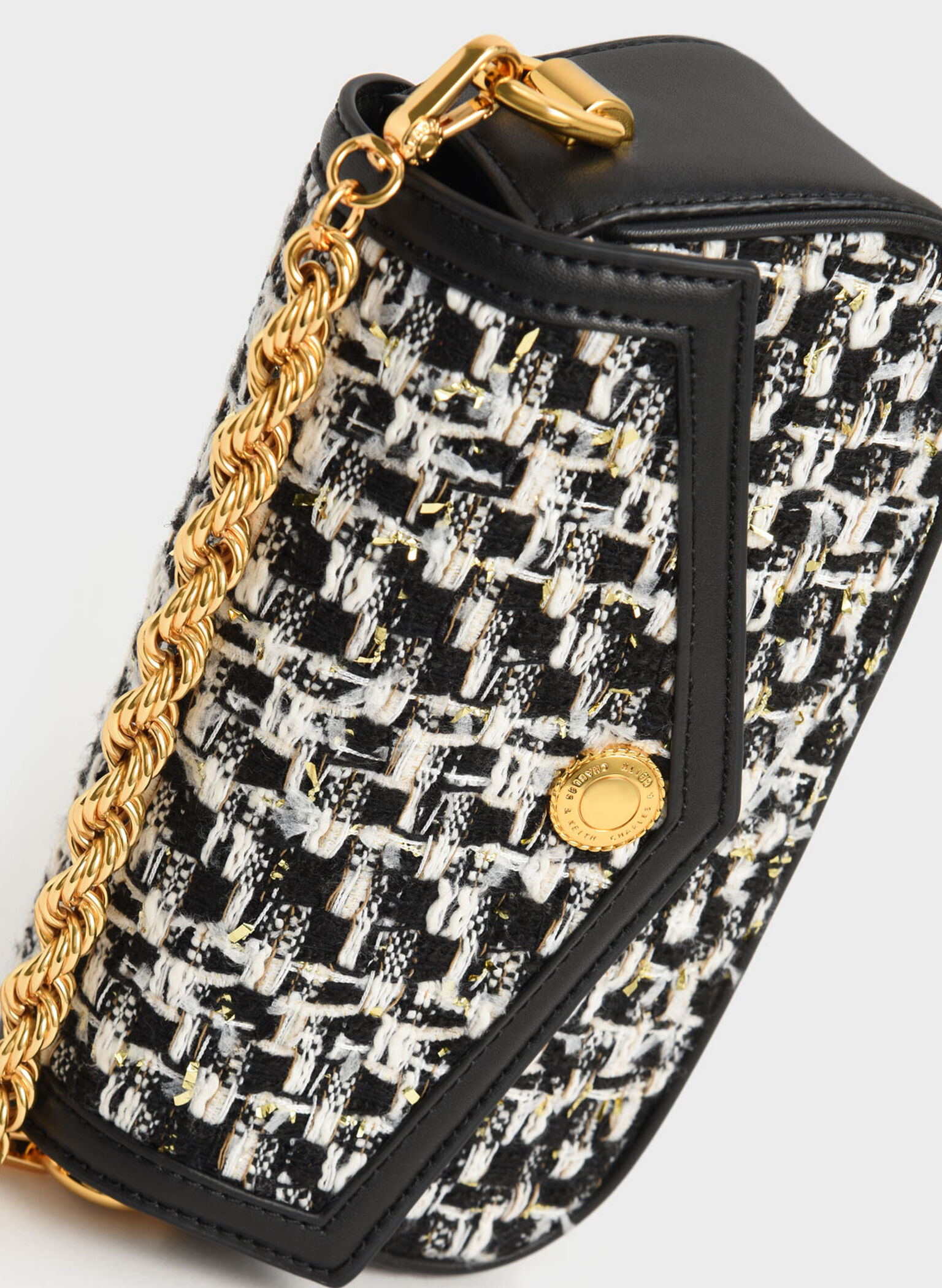 Este Tweed Chain Handle Bag, Black, hi-res