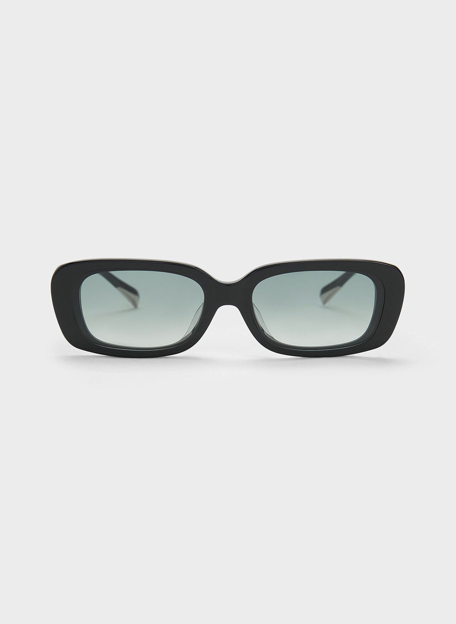 Aubrey Rectangular Recycled Acetate Sunglasses, Black, hi-res