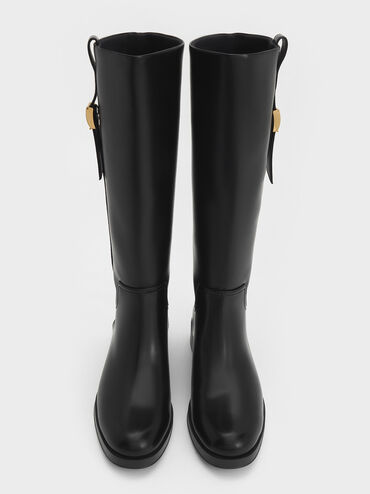 Yvette Metallic-Accent Knee-High Boots, Black, hi-res