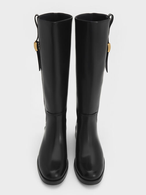 Yvette Metallic-Accent Knee-High Boots, Black, hi-res
