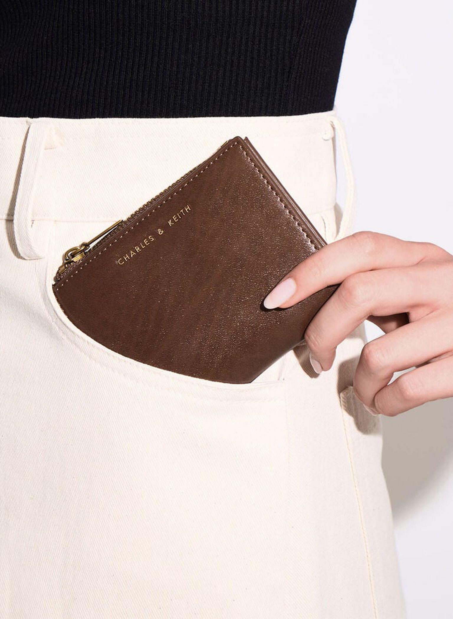 Harmonee Top Zip Small Wallet, Chocolate, hi-res