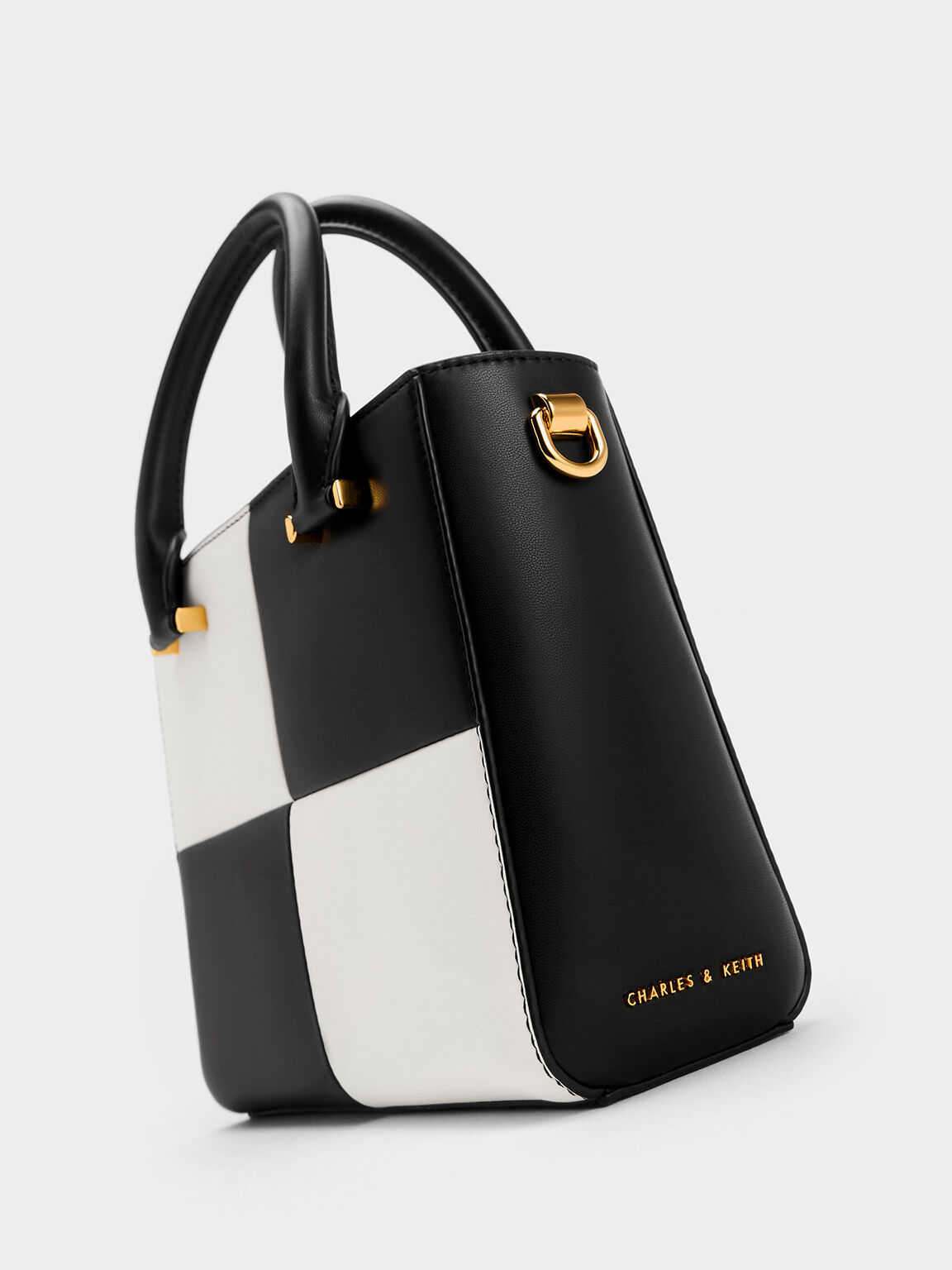 Multicoloured Georgette Checkered Square Tote Bag - CHARLES 