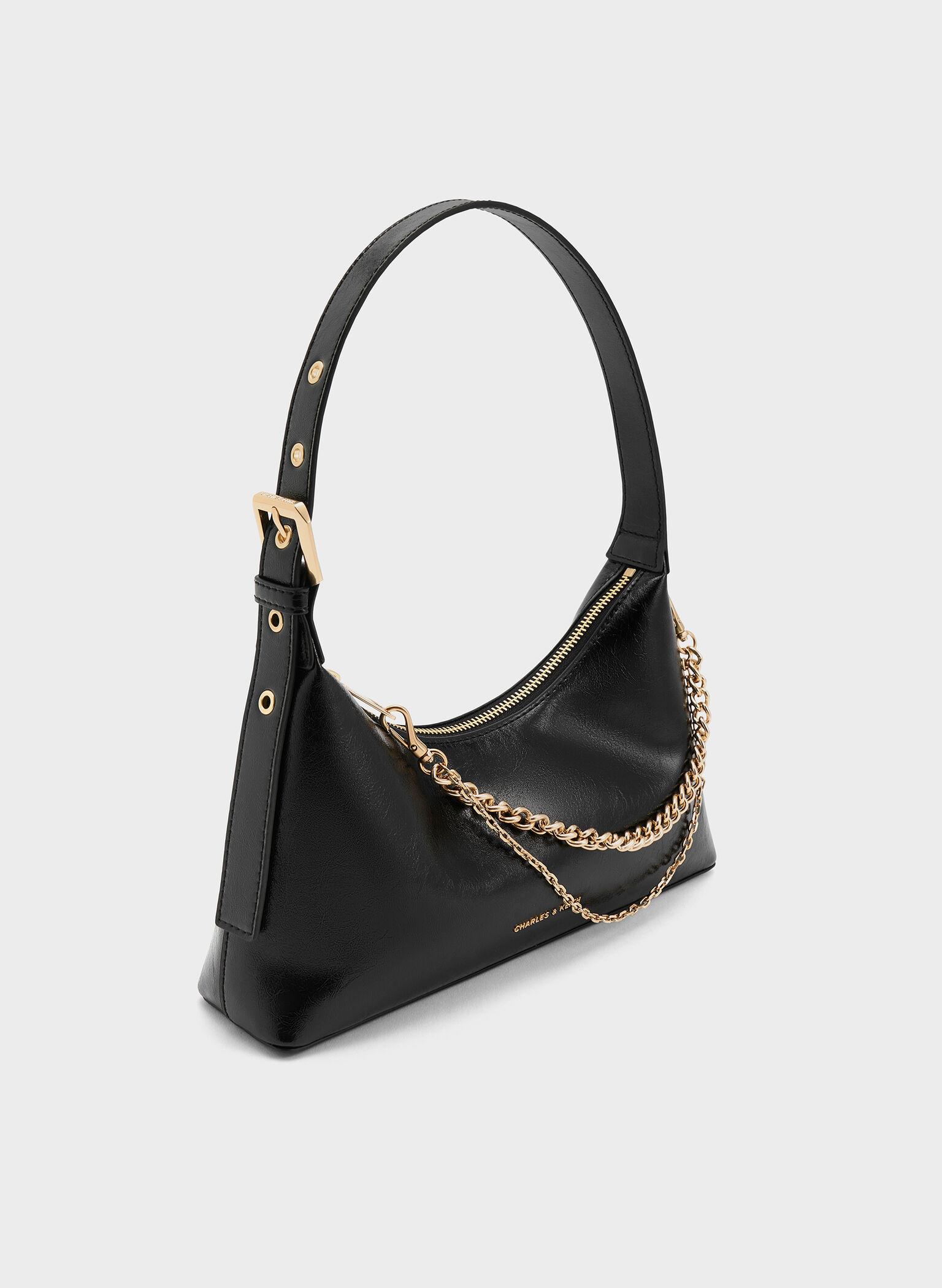 Atwood Chain-Embellished Shoulder Bag, Black, hi-res