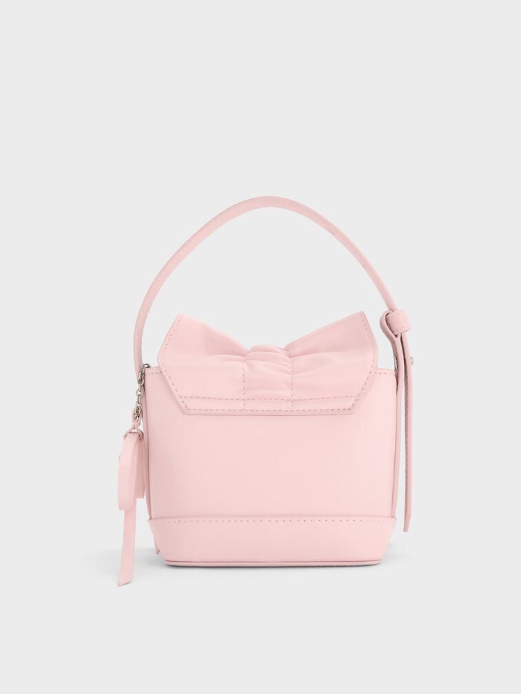 Kadee Ruched Bow-Charm Mini Bag, Cotton Candy Pink, hi-res
