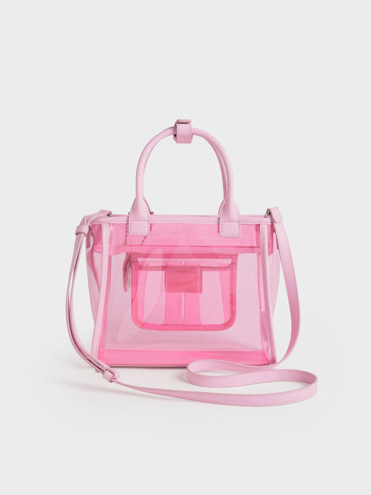 Norah See-Through Mesh Tote Bag, Bubble Gum Pink, hi-res