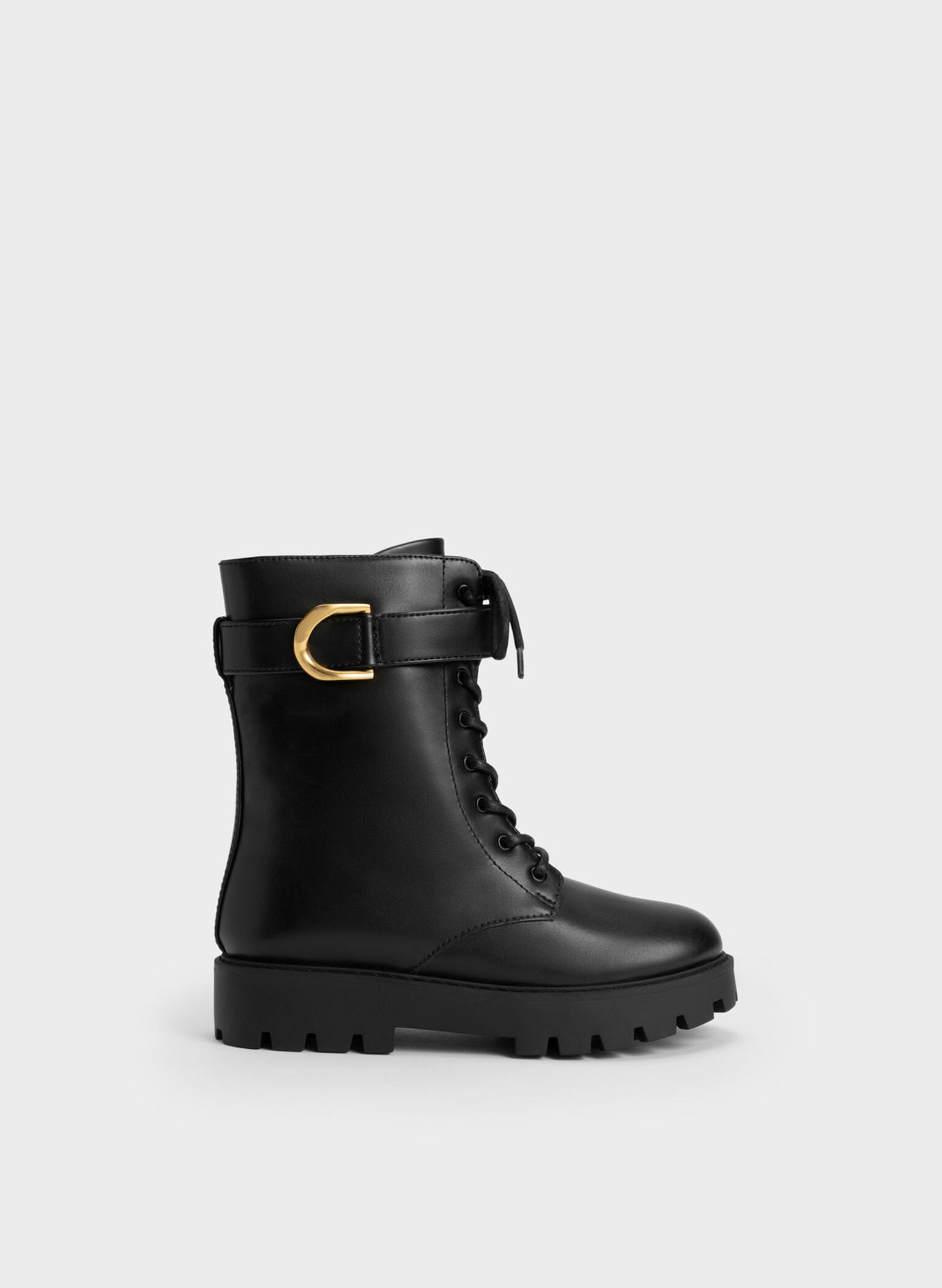 Girls' Gabine Lace-Up Ankle Boots, Black, hi-res