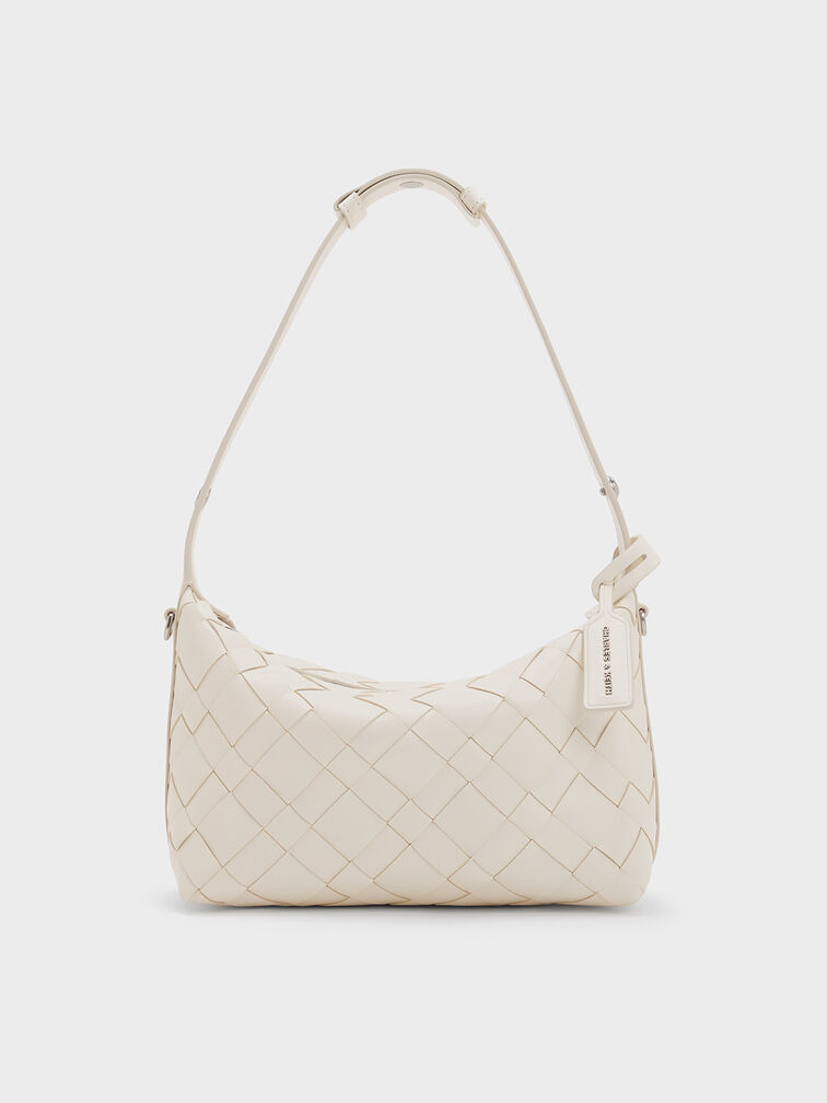 Ivette Woven Shoulder Bag, Cream, hi-res