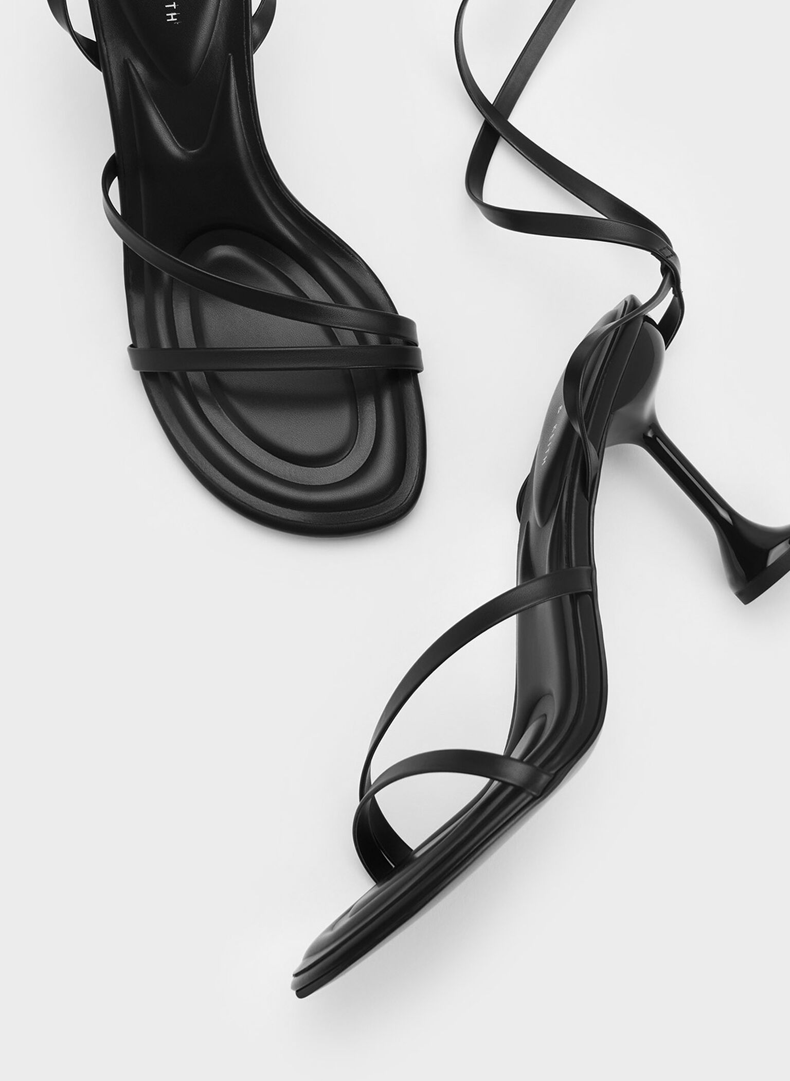 Celestine Sculptural Heel Strappy Sandals, Black, hi-res