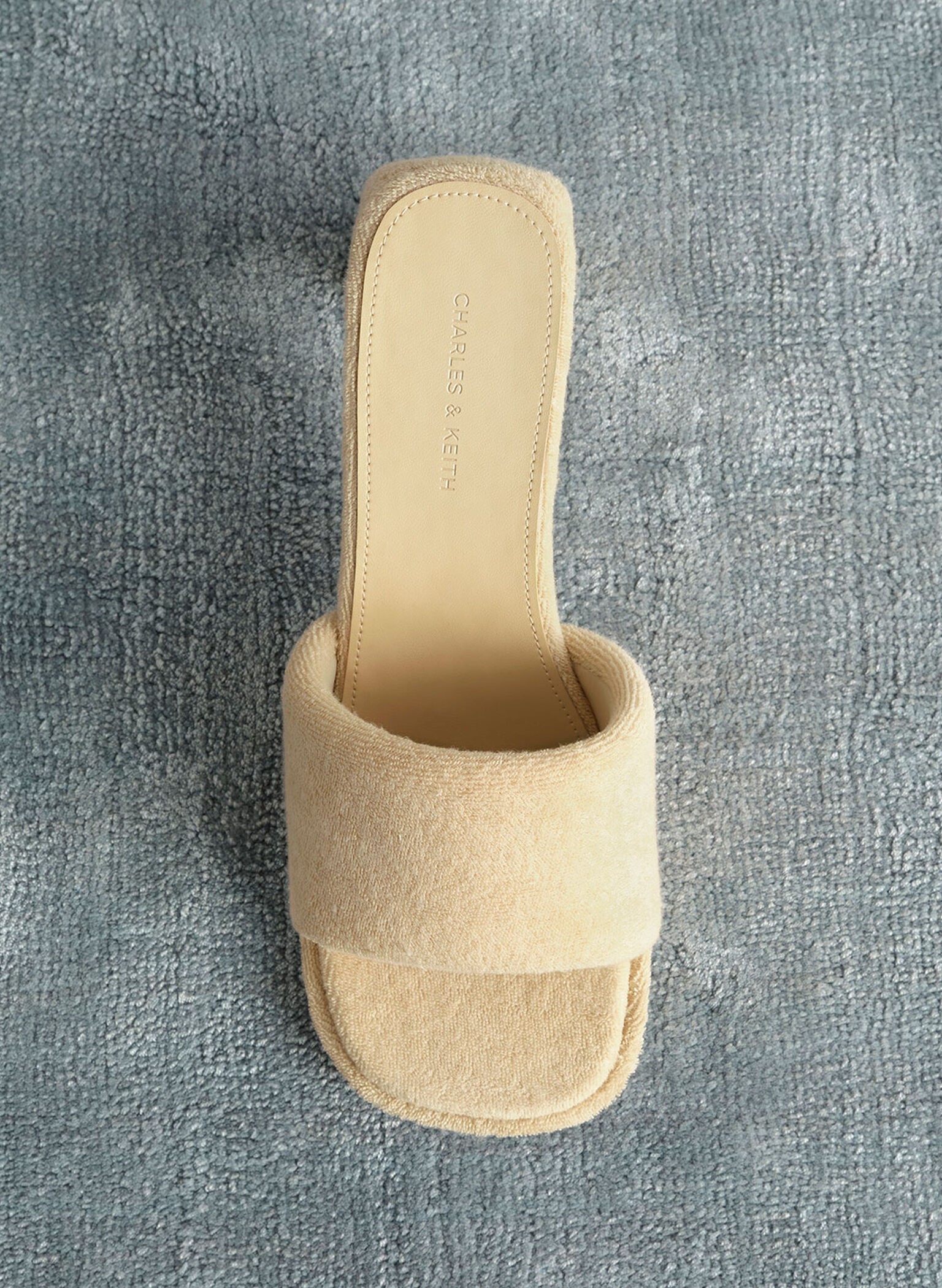 Loey Textured Curved-Heel Mules, Beige, hi-res