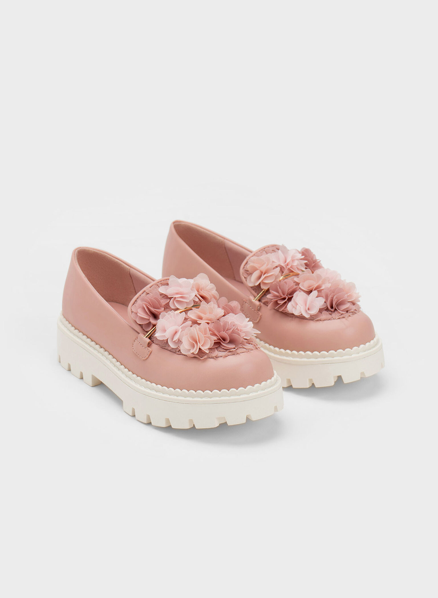 Girls' Floral Mesh Loafers, Blush, hi-res