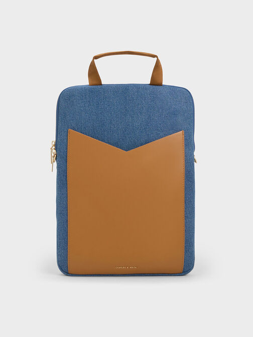 Gaia Denim Laptop Bag, Denim Blue, hi-res