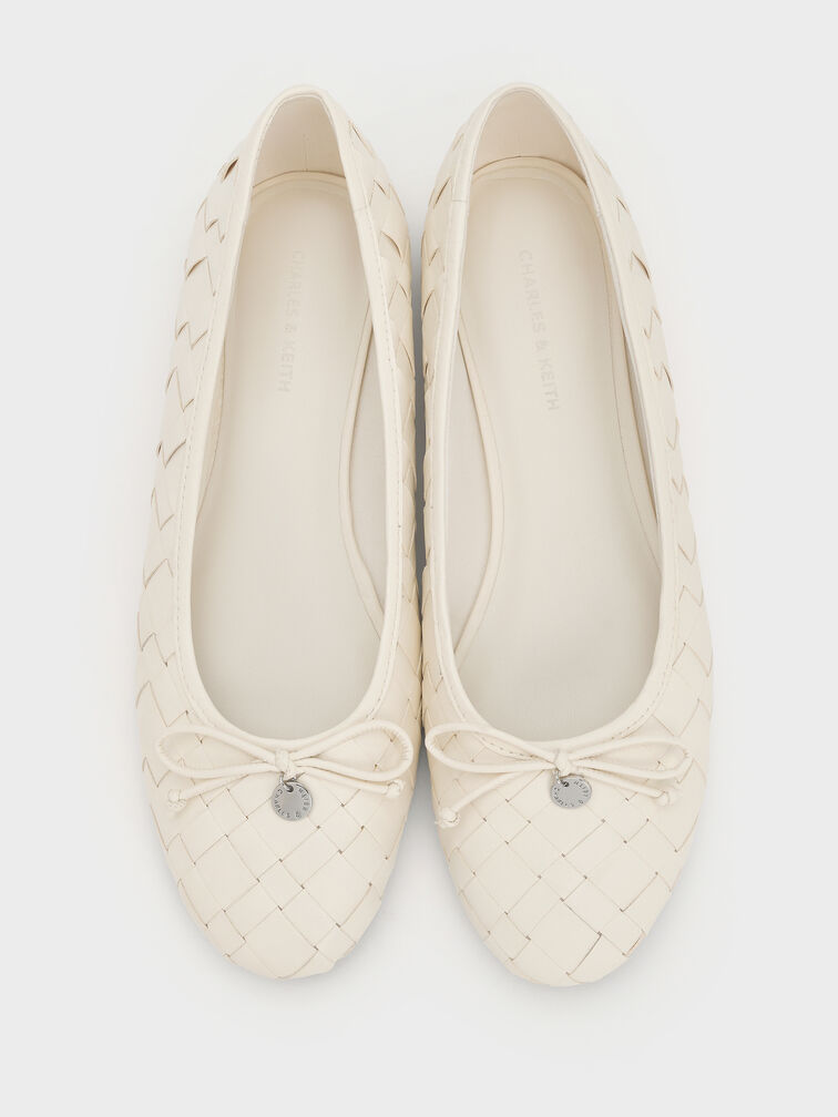 Ivette Woven Bow Ballet Flats, Chalk, hi-res
