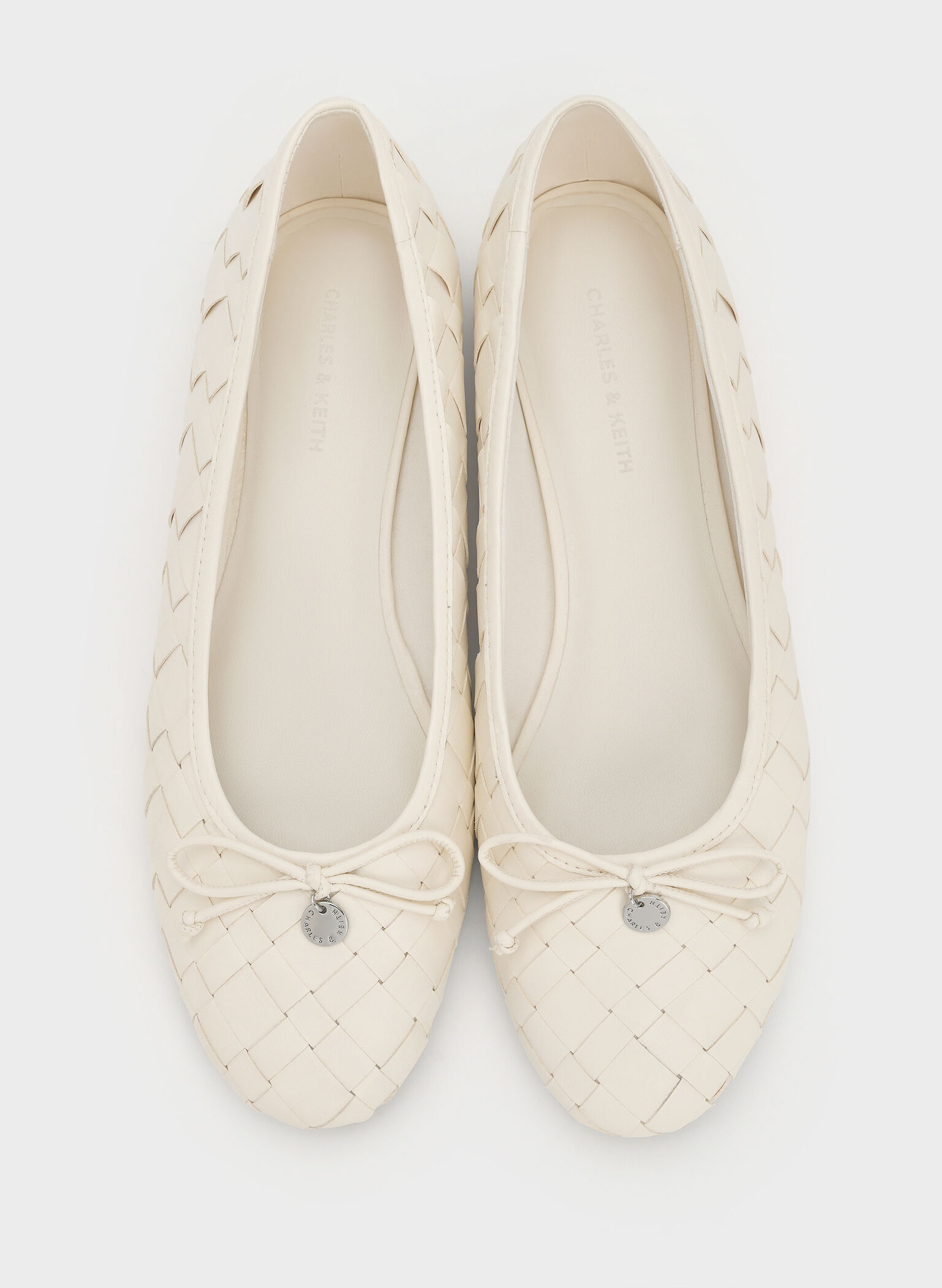 Ivette Woven Bow Ballet Flats, Chalk, hi-res