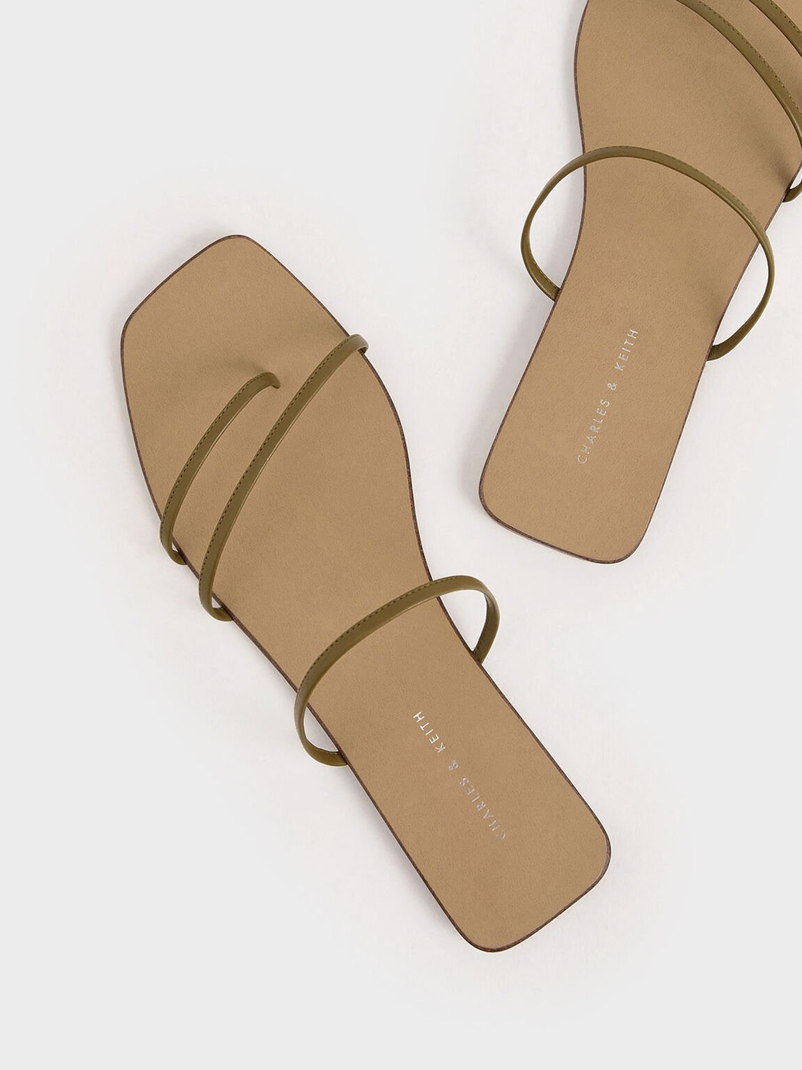 Strappy Thong Sandals, Olive, hi-res
