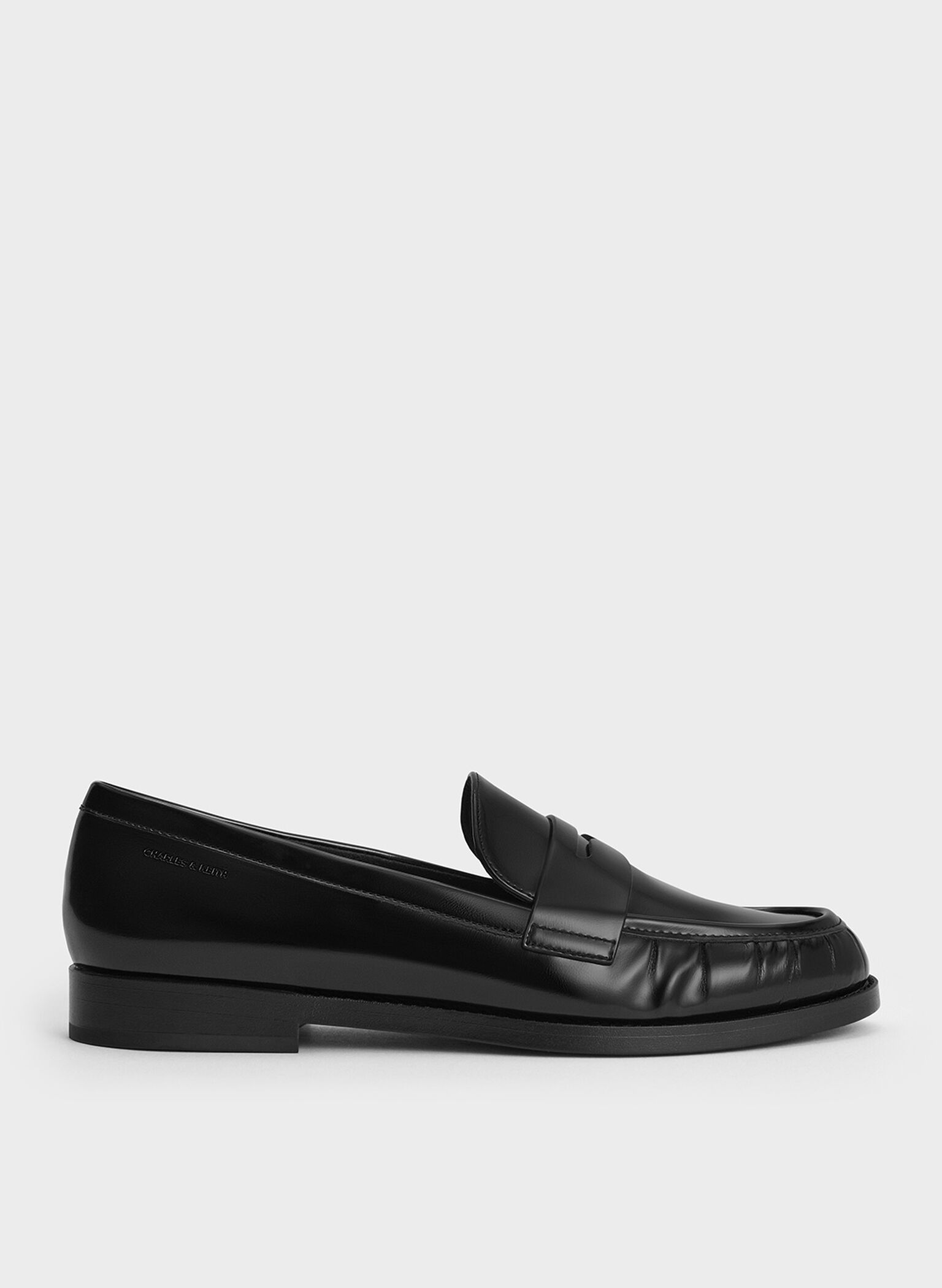 Ruched Penny Loafers, Black Box, hi-res