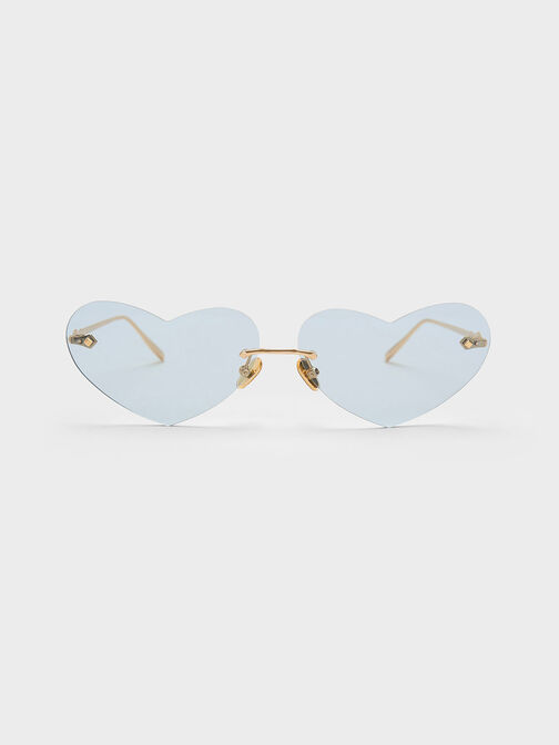 Heart-Shaped Cat-Eye Sunglasses, Blue, hi-res