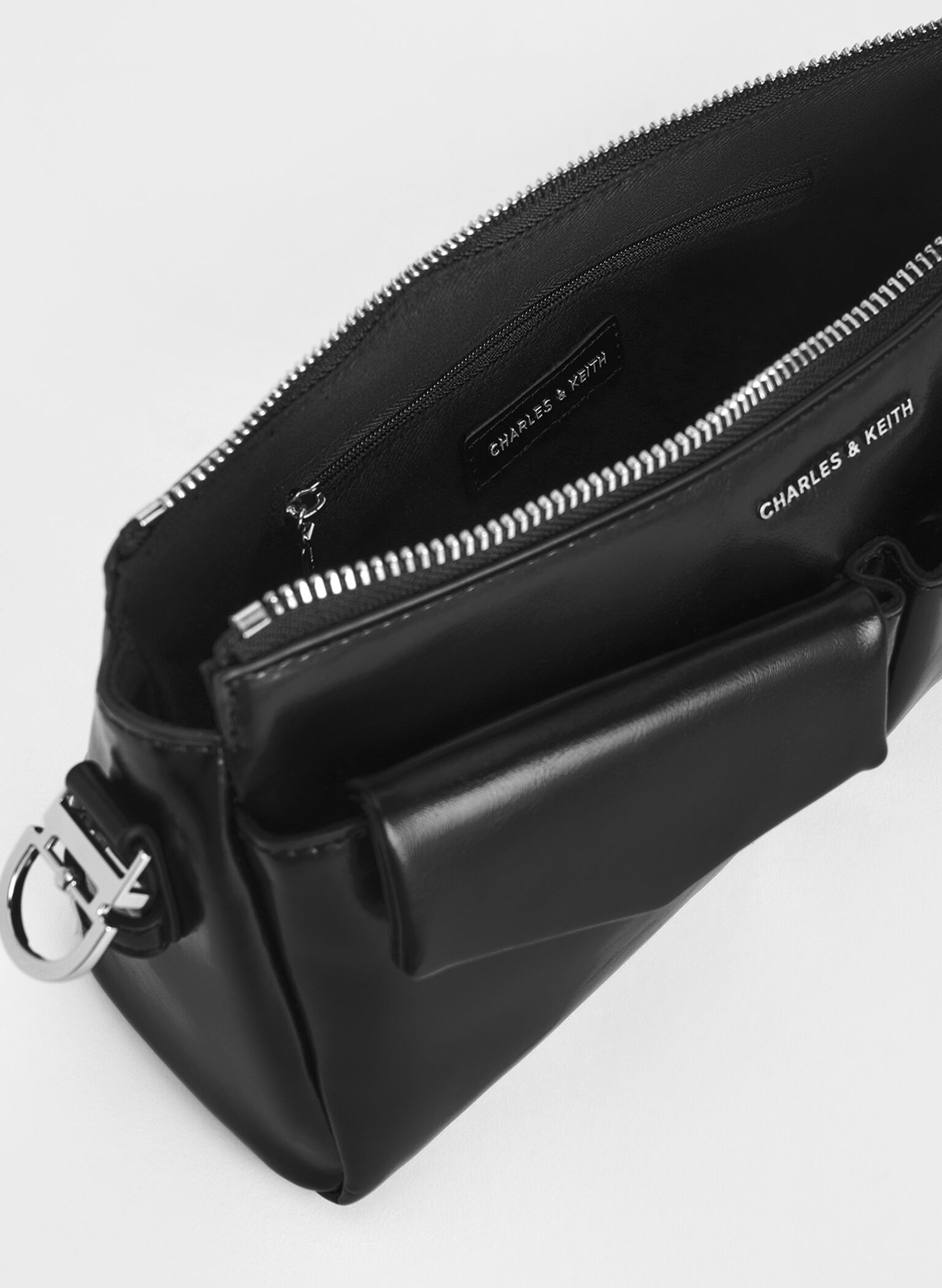 Rachel Elongated Front-Pocket Chain-Handle Bag, Noir, hi-res