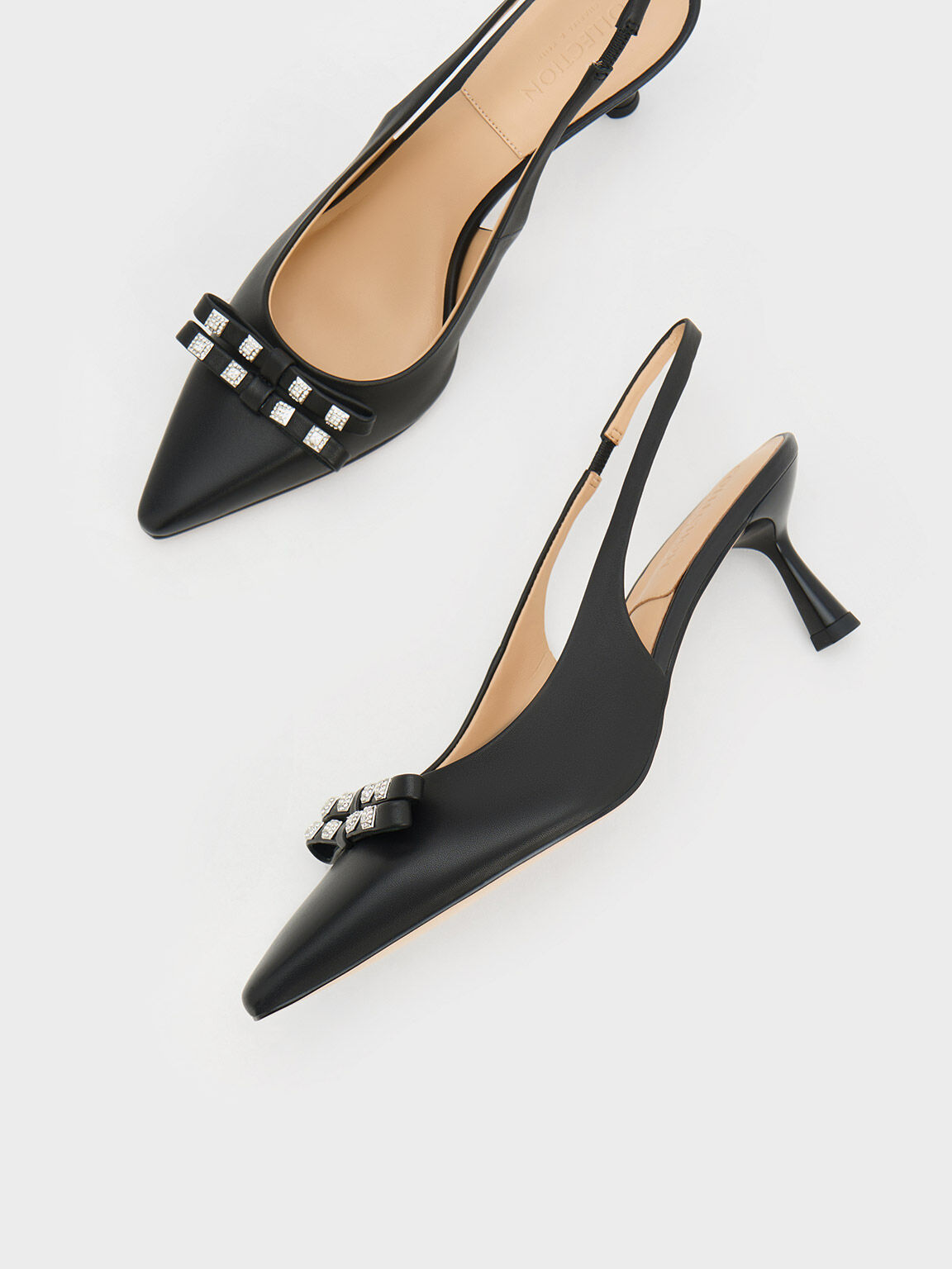 Black cheap embellished pumps