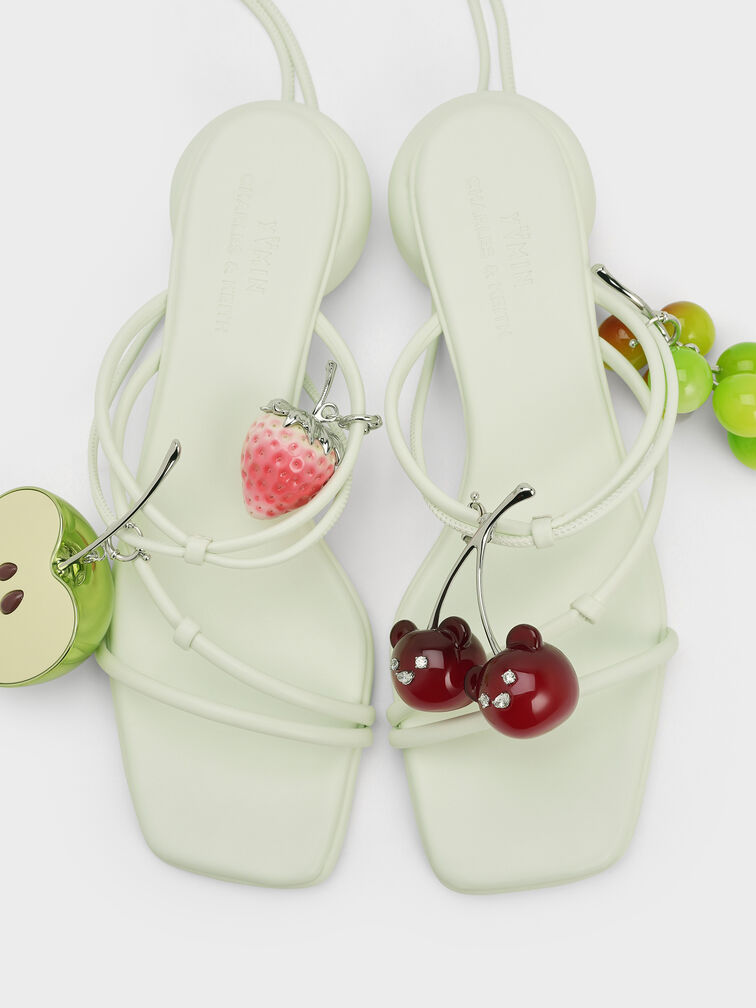 Strappy Tie-Around Sandals & Fruit Charms Set, Mint Sorbet, hi-res