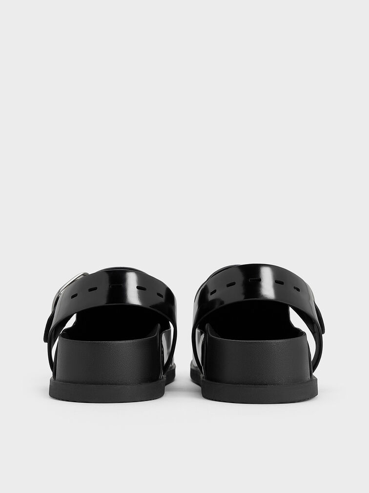 Buckled Slingback Mules, Black Box, hi-res