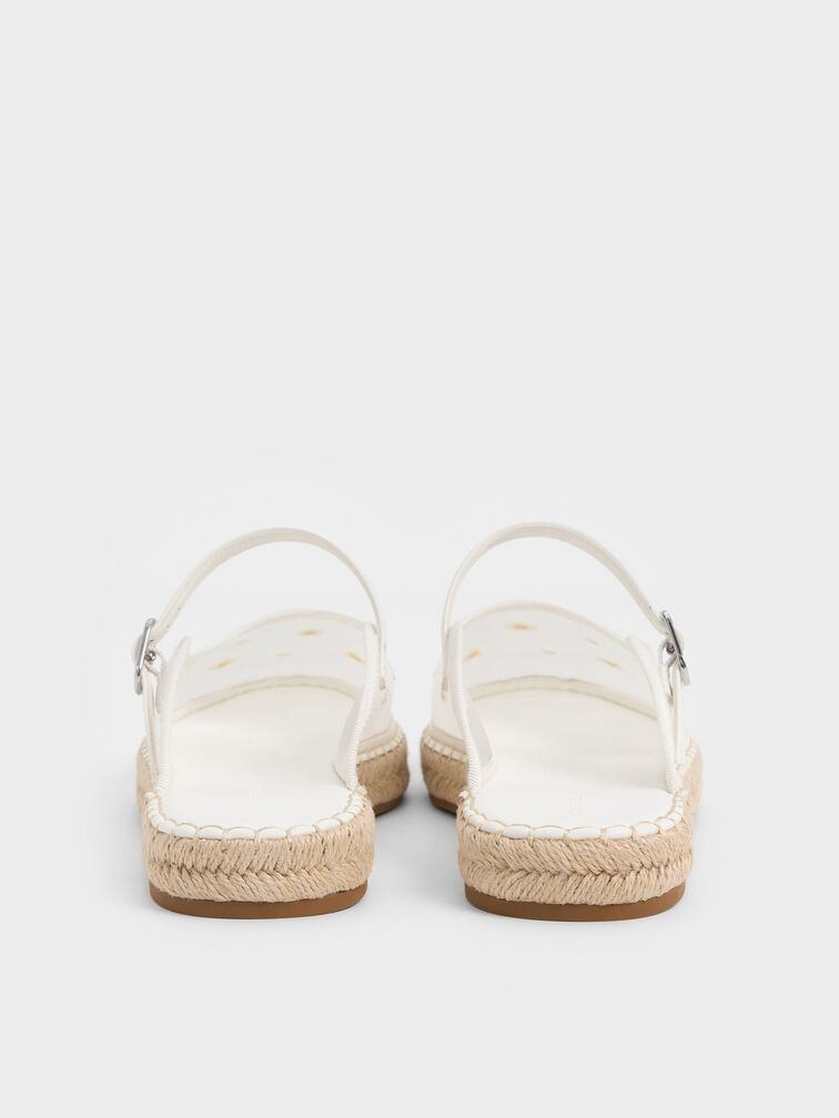 Mesh Embroidered-Flower Slip-On Mary Jane Espadrilles, White, hi-res