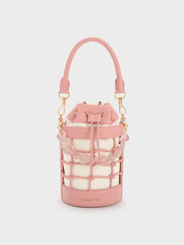 Heart Motif Caged Bucket Bag, Multi, hi-res