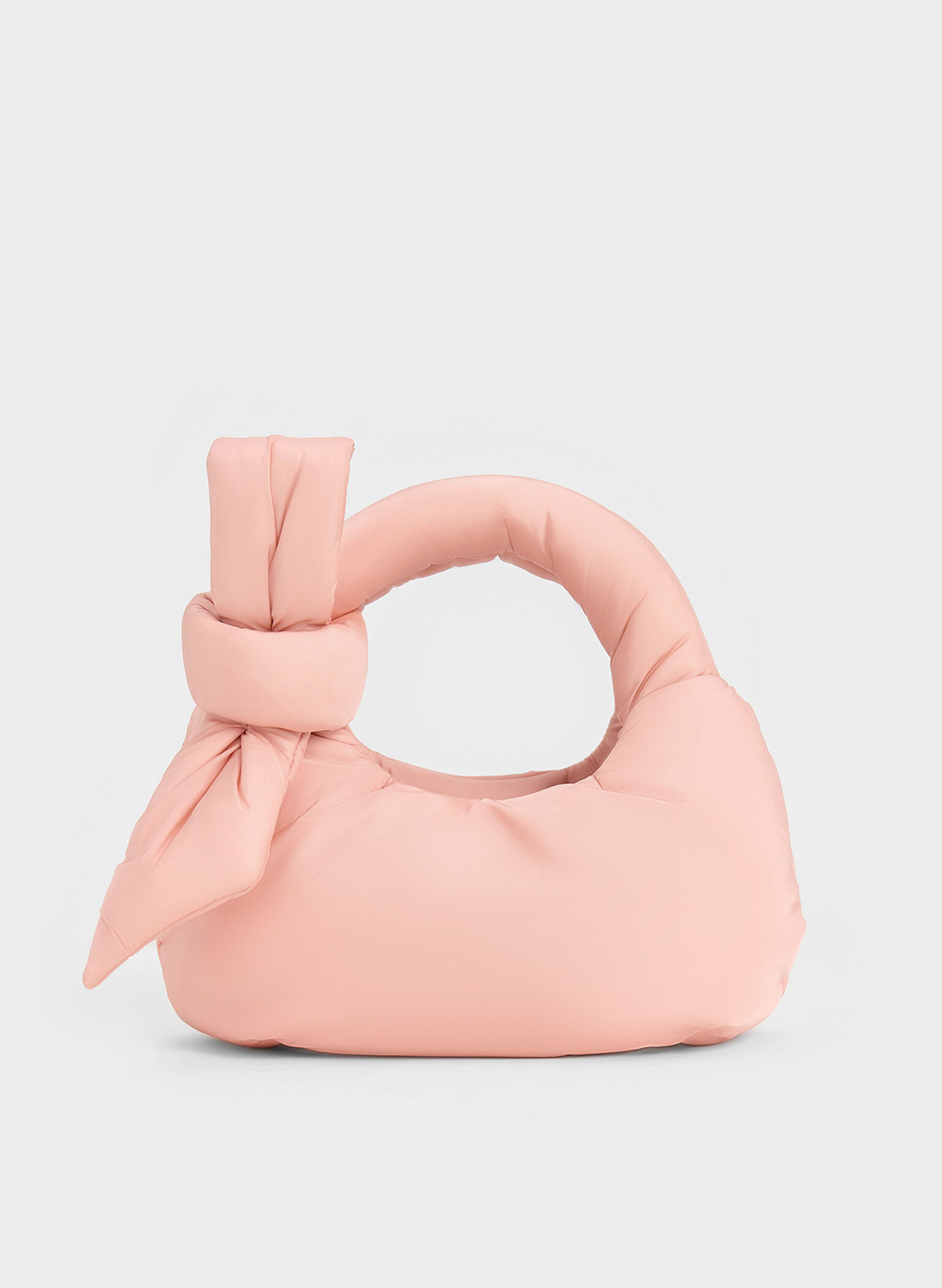 Delilah Nylon Bow Puffy Bag, Pink, hi-res