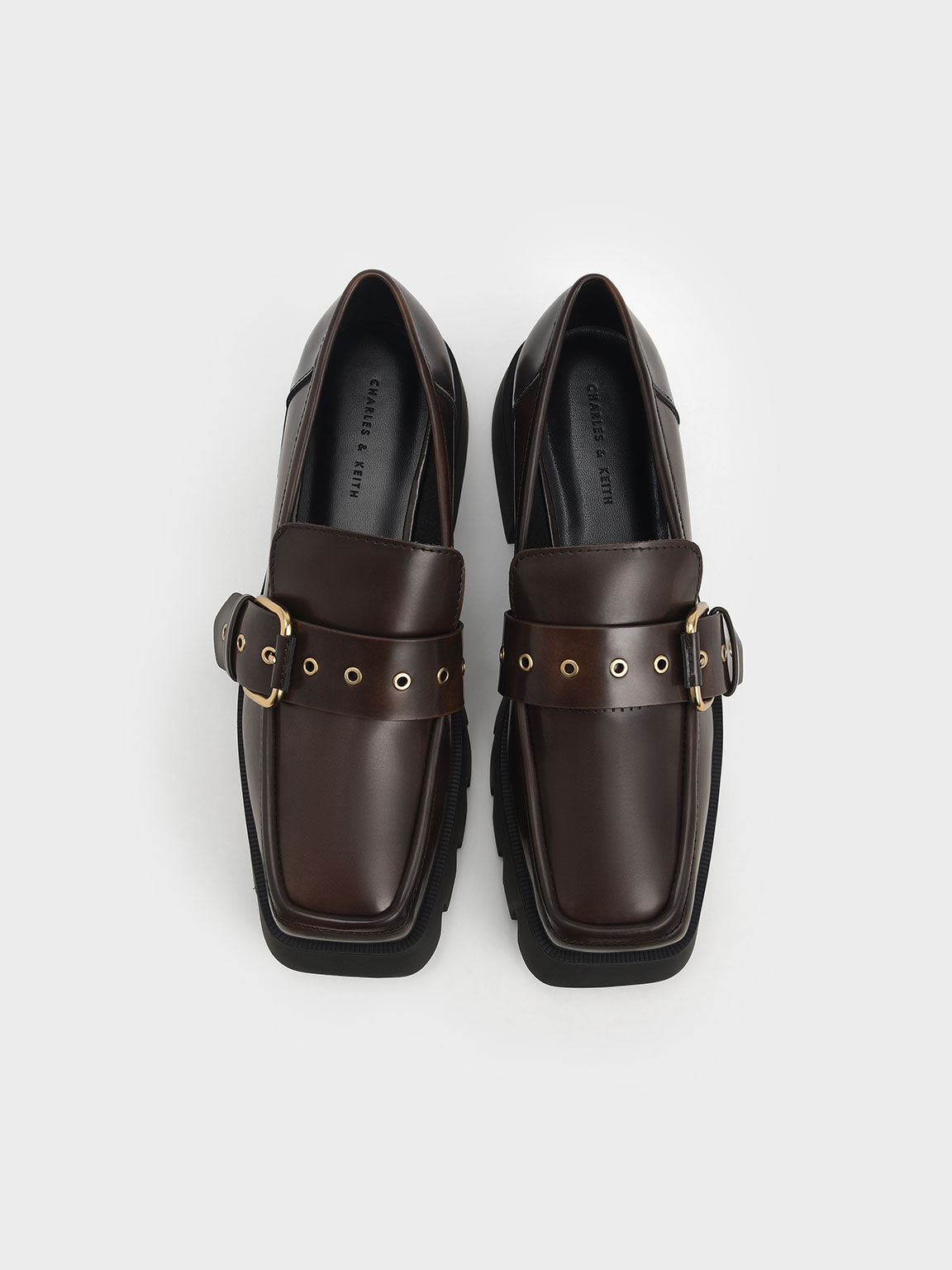 Fay Buckled Chunky Penny Loafers, Dark Brown, hi-res