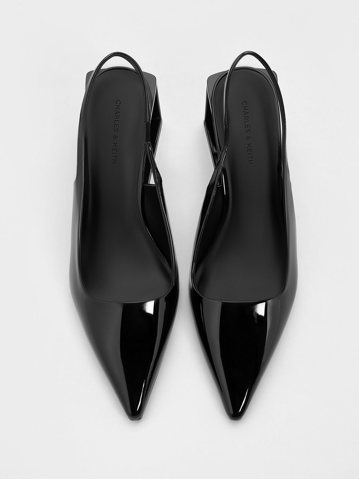 Xeli Triangle Heel Slingback Pumps Black Box