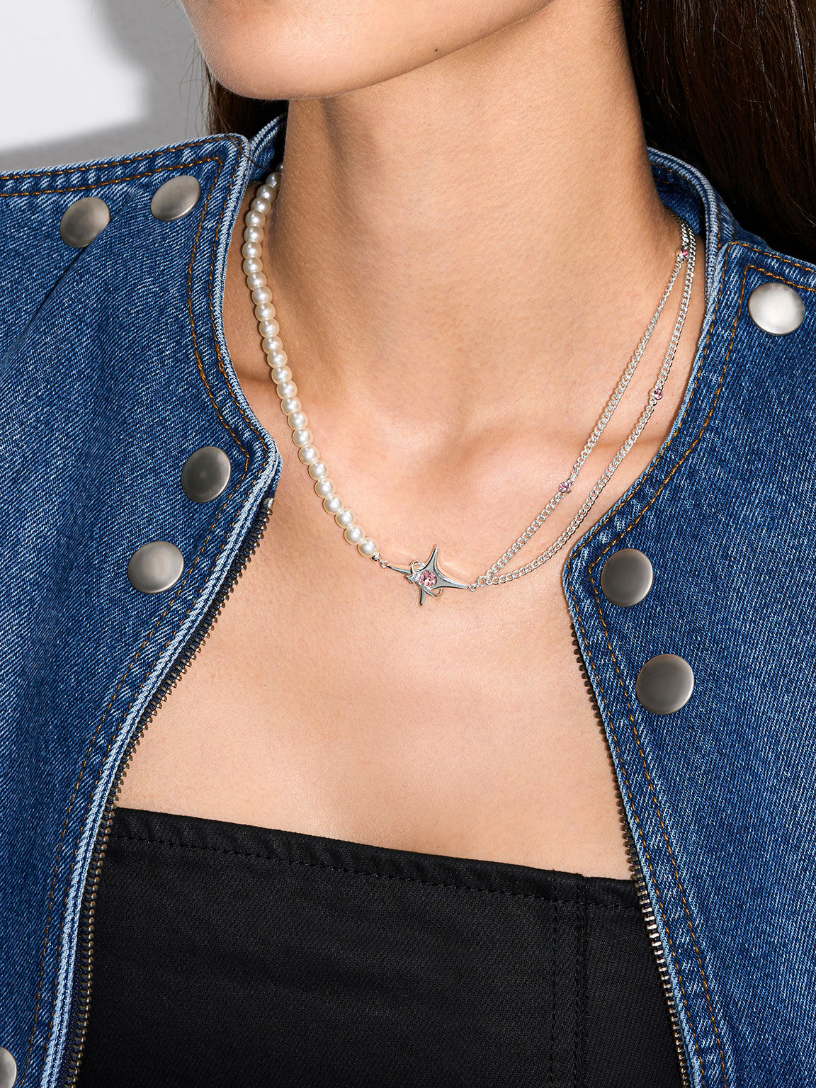 Silver and pearl discount choker