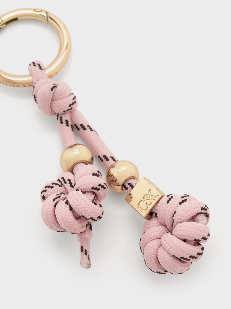 Knotted-Flower Charm, Pink, hi-res