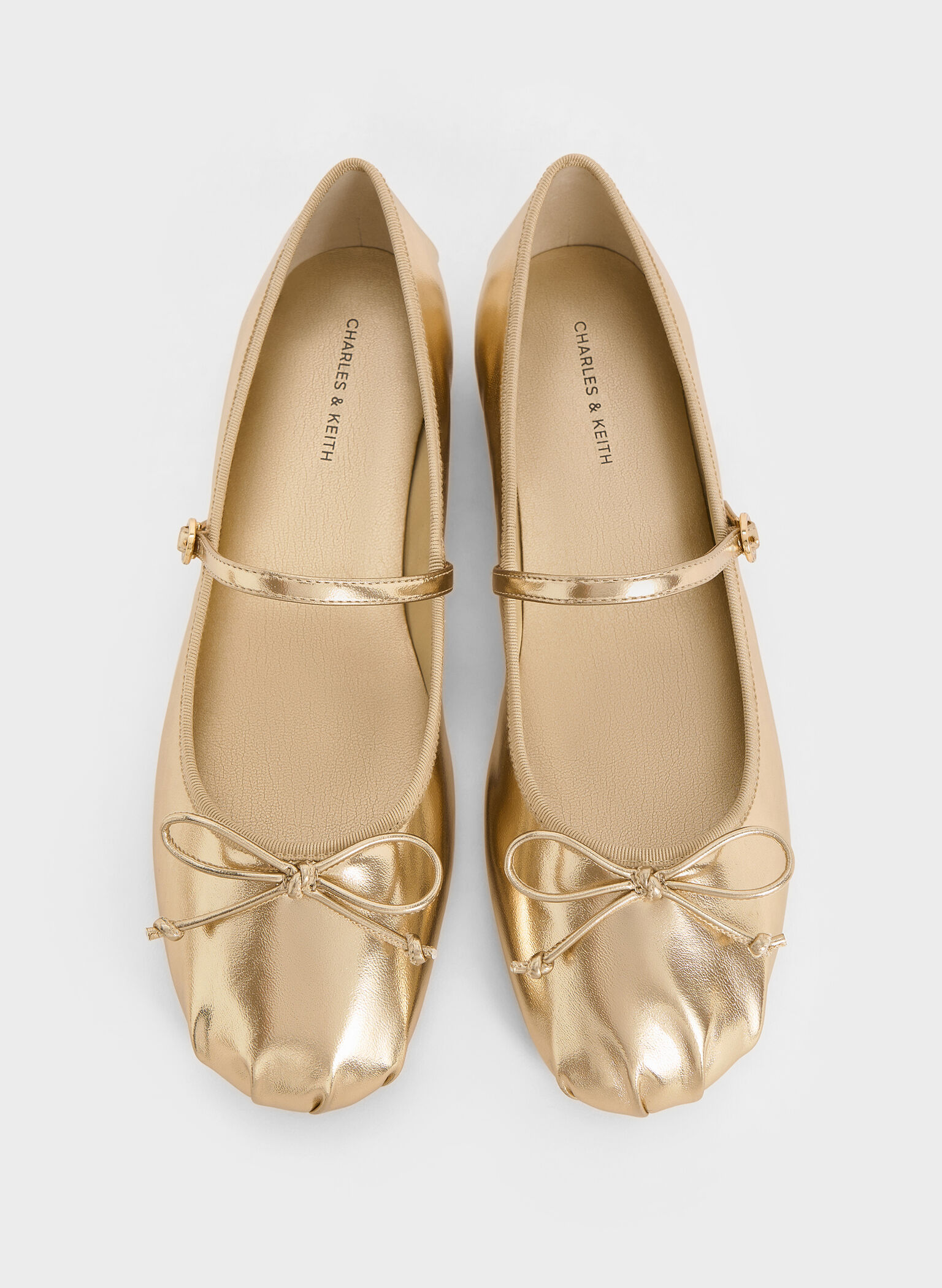 Emiko Metallic Bow Mary Jane Flats, Light Gold, hi-res