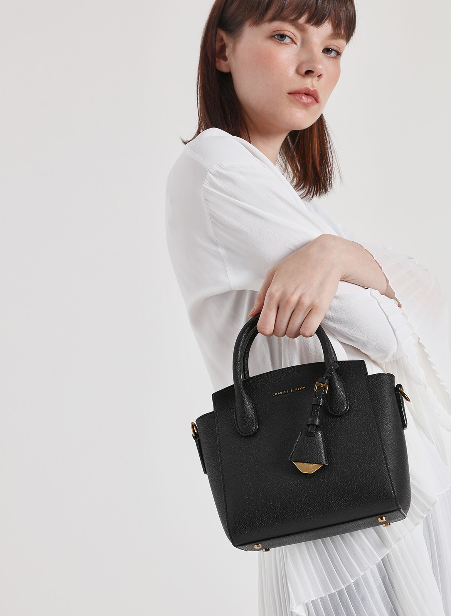 Classic Double Top Handle Bag, Black, hi-res